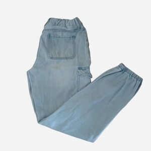 Girl's Place Cargo Light Blue Denim Jeans with Pink Branding